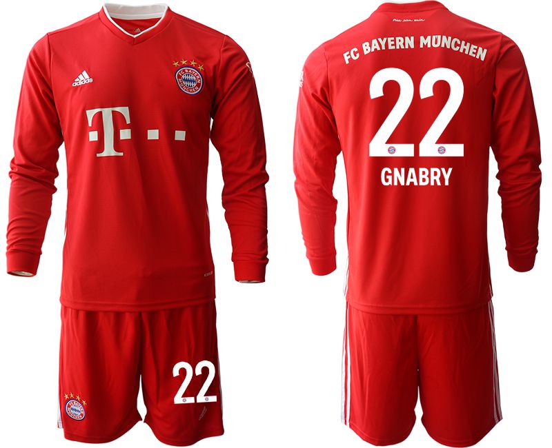Men 2020-2021 club Bayern Munich home long sleeves #22 red Soccer Jerseys->bayern munich jersey->Soccer Club Jersey